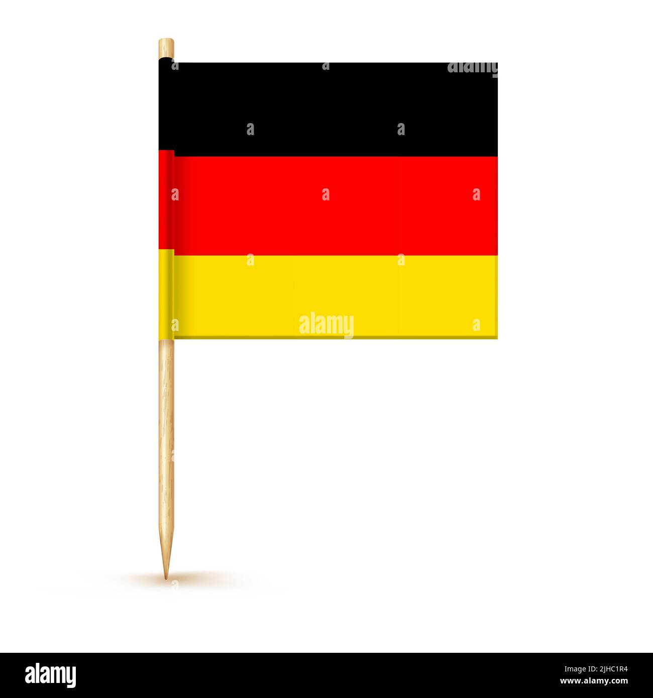 Drapeau allemand de cure-dent isolé sur bâton de bois avec papier blanc. Petit choix de dents réaliste pour le déjeuner. Décoration de cocktail Vector Illustration de Vecteur