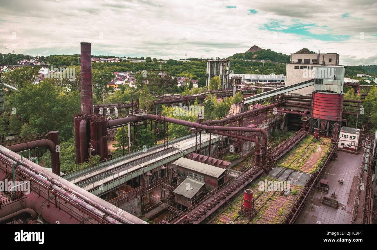 Paysage du monument industriel de Voelklinge Ironworks, site classé au patrimoine mondial de l'UNESCO Banque D'Images