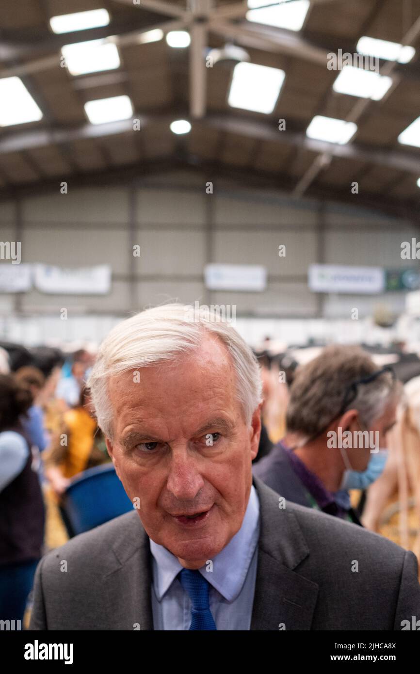 Michel Barnier, ancien négociateur en chef du Brexit et candidat à la présidence, dans L'ESPACE, salon internationales des Productions animations, au Parc des Expositions de Rennes. France. Banque D'Images