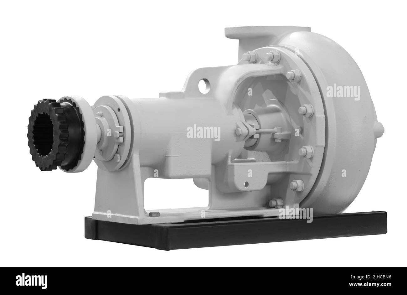 Pompe à eau industrielle haute pression, isolée sur fond blanc. Banque D'Images