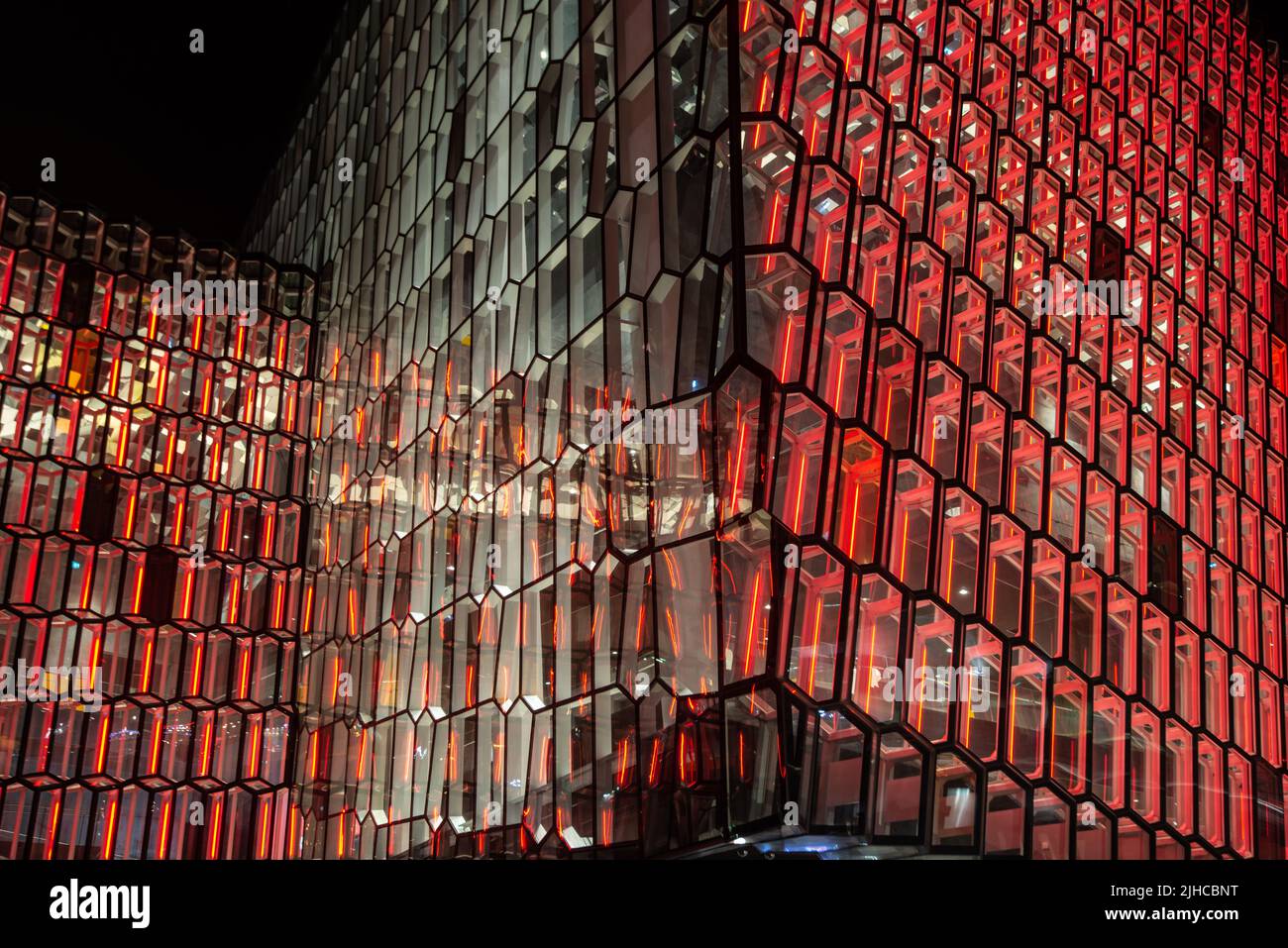 Harpa concert Hall de nuit, islande 2016 Banque D'Images