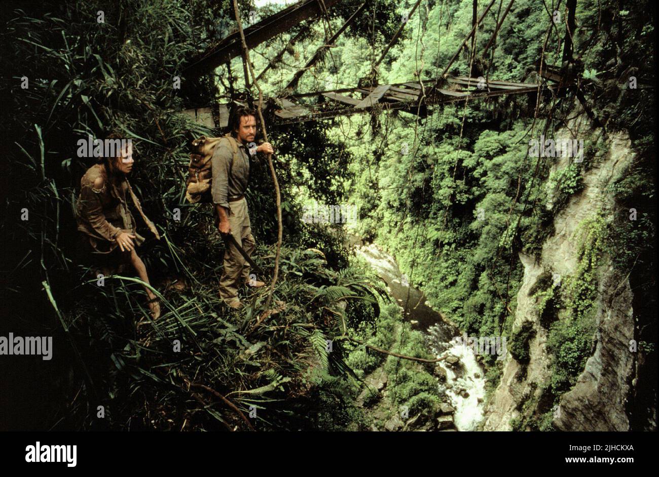 KATHLEEN TURNER, MICHAEL DOUGLAS, ROMANCING THE STONE, 1984 Banque D'Images