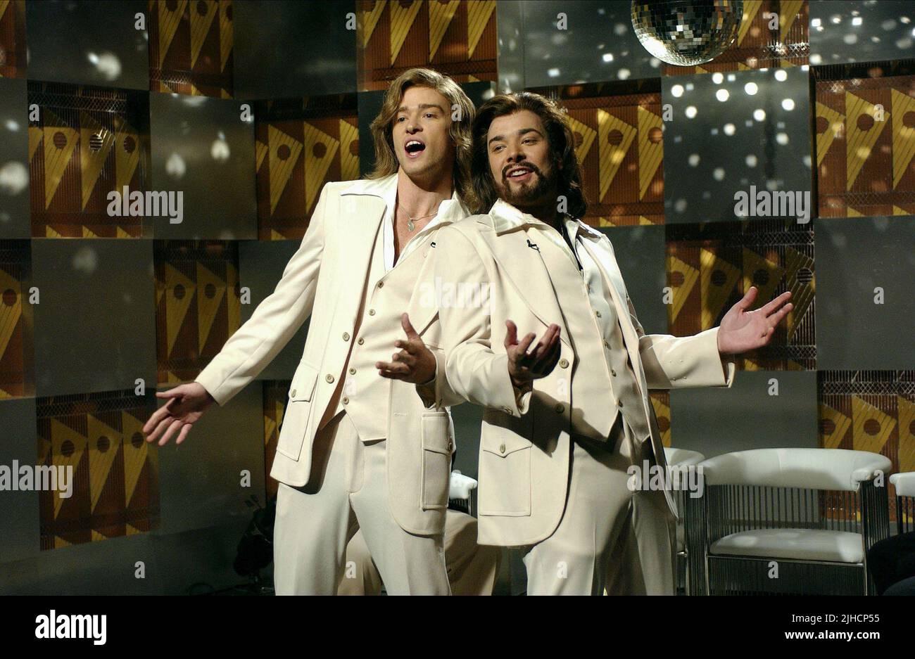 JUSTIN TIMBERLAKE (comme Robin Gibb), JIMMY FALLON (COMME BARRY GIBB) Bee Gees, SATURDAY NIGHT LIVE, 2003 Banque D'Images