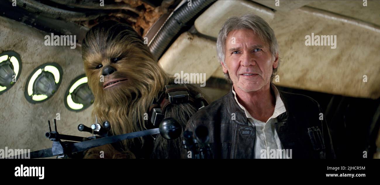CHEWBACCA, MAYHEW, HARRISON FORD, STAR WARS: ÉPISODE VII - LA FORCE S'ÉVEILLE, 2015 Banque D'Images