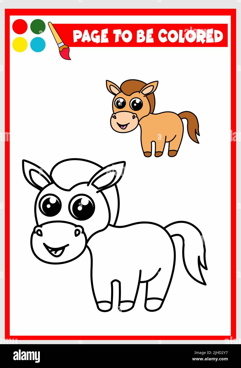 livre de coloriage pour enfants. vecteur cheval Illustration de Vecteur