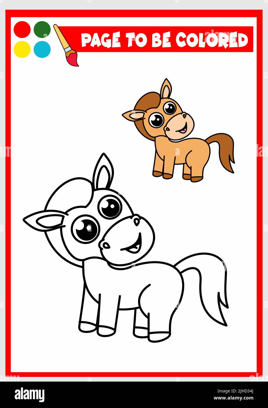 livre de coloriage pour enfants. vecteur cheval Illustration de Vecteur