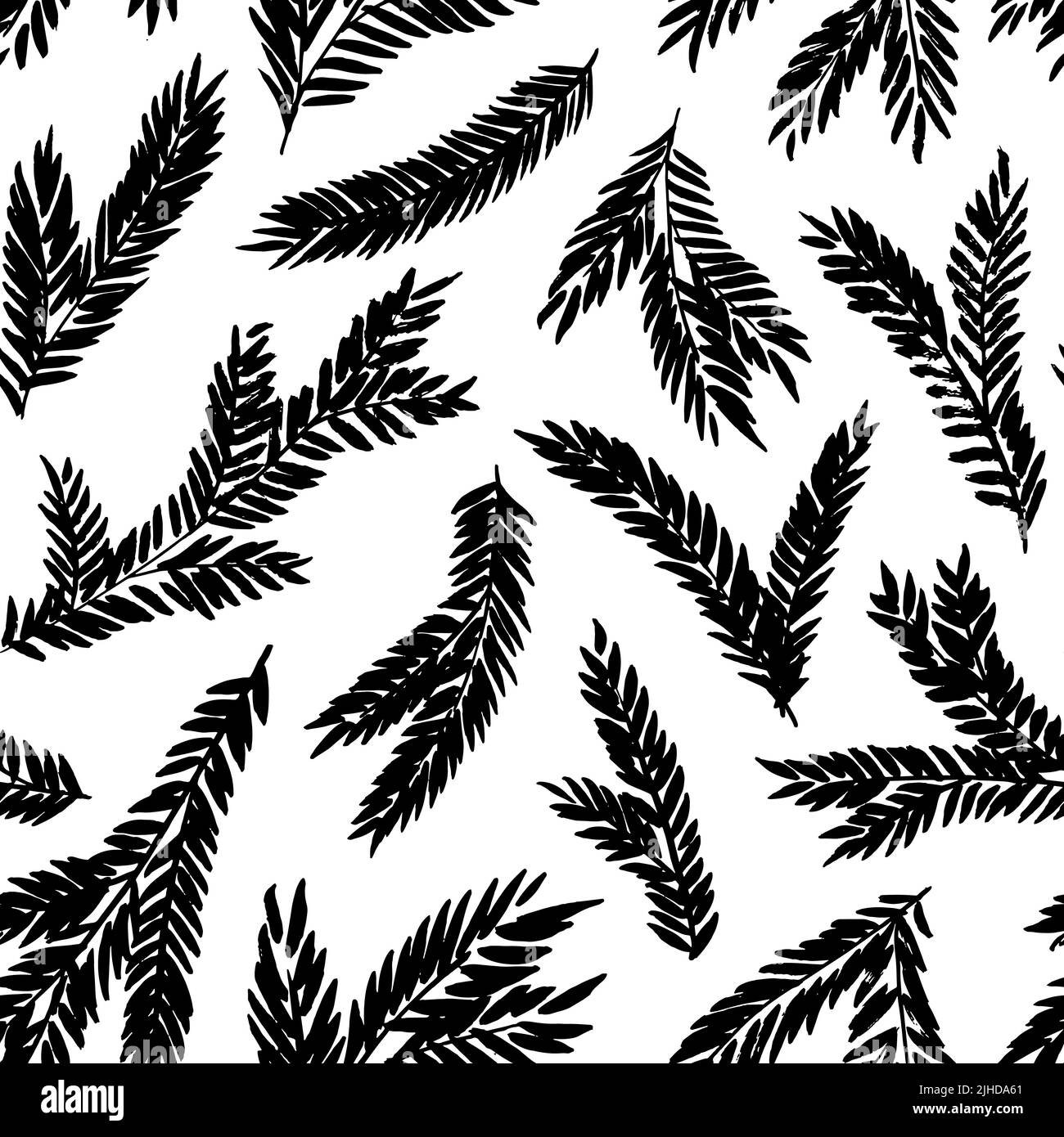 Branches d'épinette dessinées à la main, motif vectoriel sans couture Illustration de Vecteur