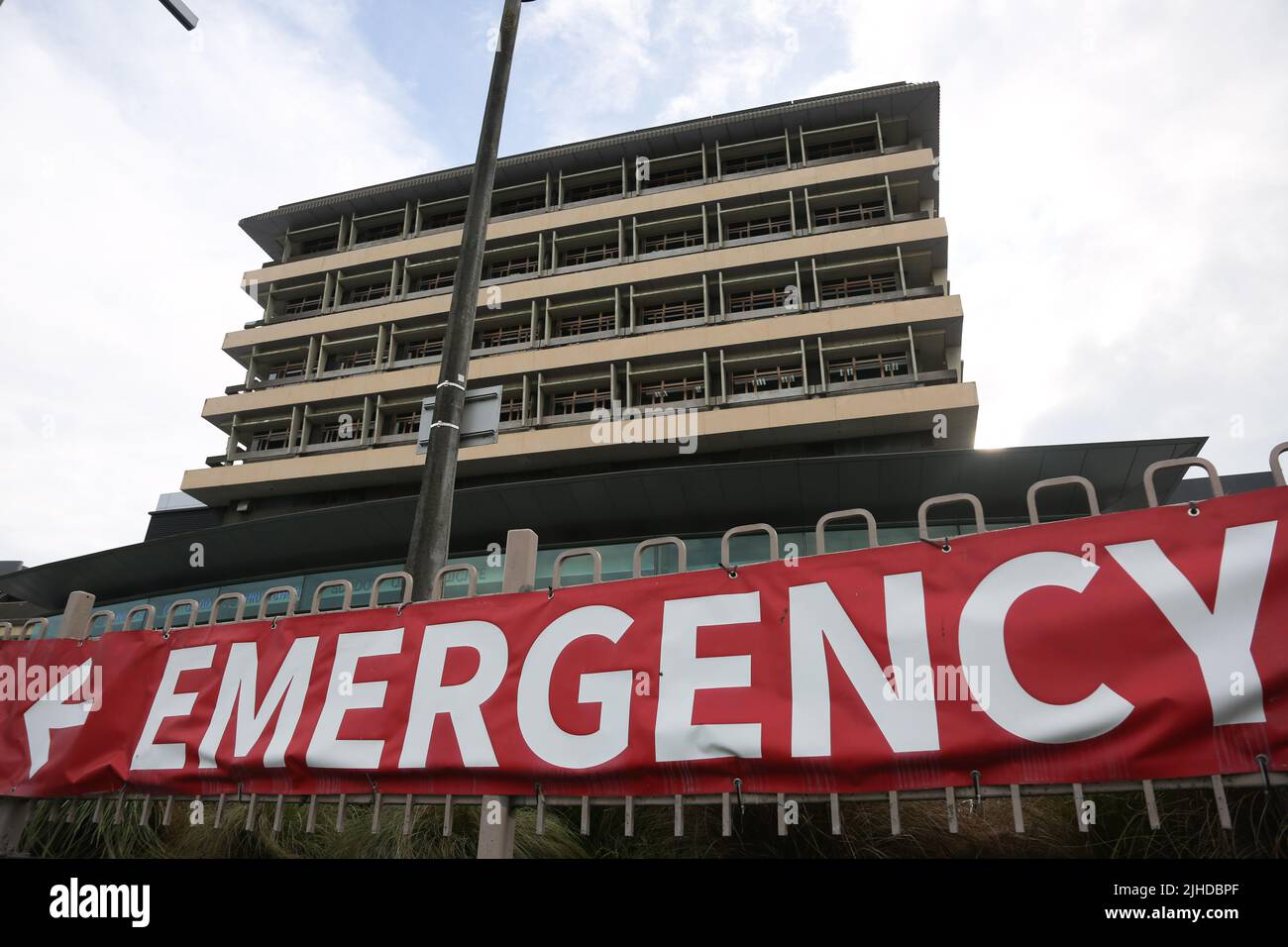 Vue sur l'hôpital public de Christchurch, géré par le conseil de l ...