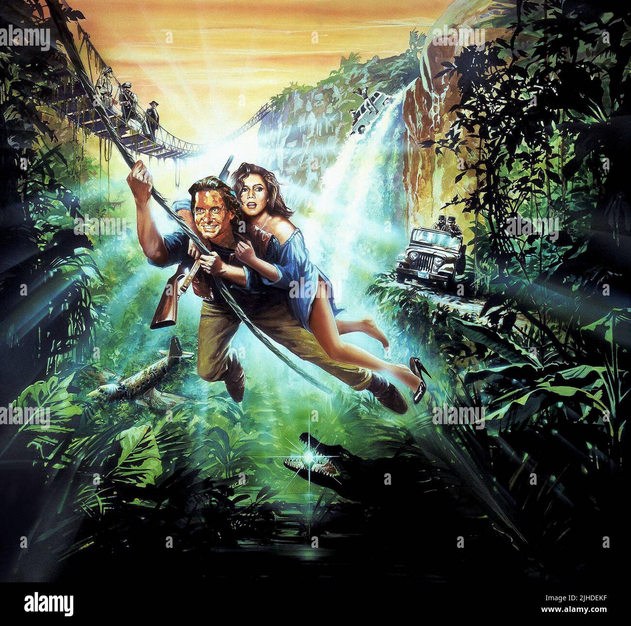 MICHAEL DOUGLAS, Kathleen Turner, ROMANCING THE STONE, 1984 Banque D'Images