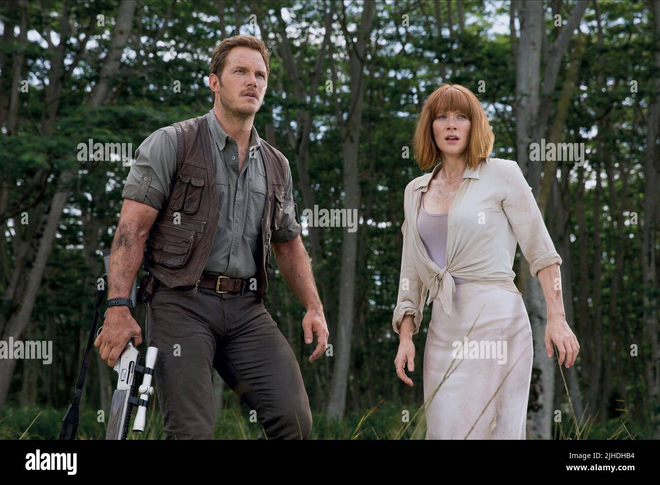 CHRIS PRATT, Bryce Dallas Howard, JURASSIC WORLD, 2015 Banque D'Images