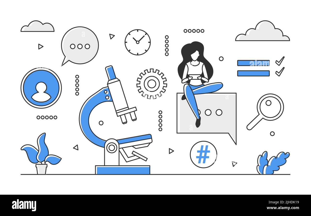 Recherche scientifique en laboratoire. Expérience en laboratoire et équipement de test scénario monocolor illustration Illustration de Vecteur