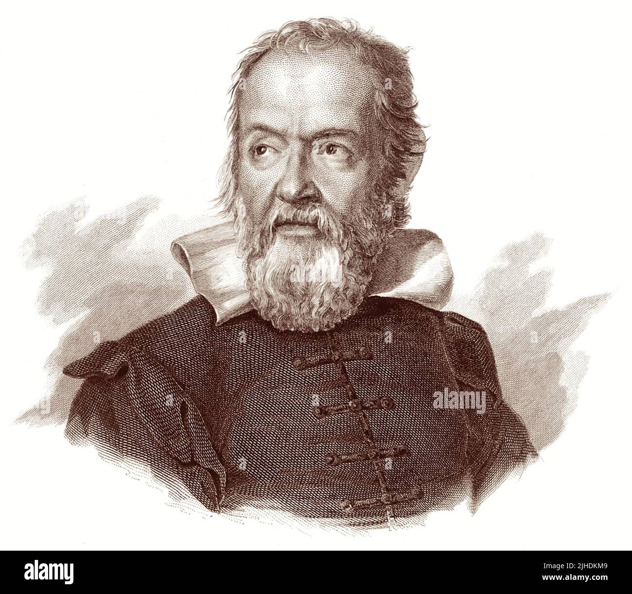 Galileo di Vincenzo Bonaiuti de' Galilei, communément appelé Galileo (1564–1642), était un astronome, physicien et ingénieur italien, parfois décrit comme un polymath, de la ville de Pise. Galileo a été appelé le « père » de l'astronomie observationnelle, de la physique moderne, de la méthode scientifique et de la science moderne. Banque D'Images