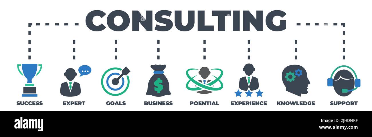 CONCEPT DE CONSEIL avec icônes et signes Illustration de Vecteur