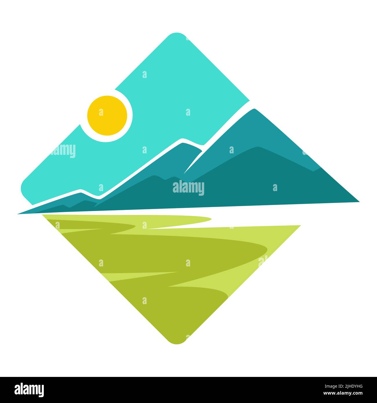 Montagnes paysage icônes isolées image d'entreprise vecteur modèle d'identité Illustration de Vecteur