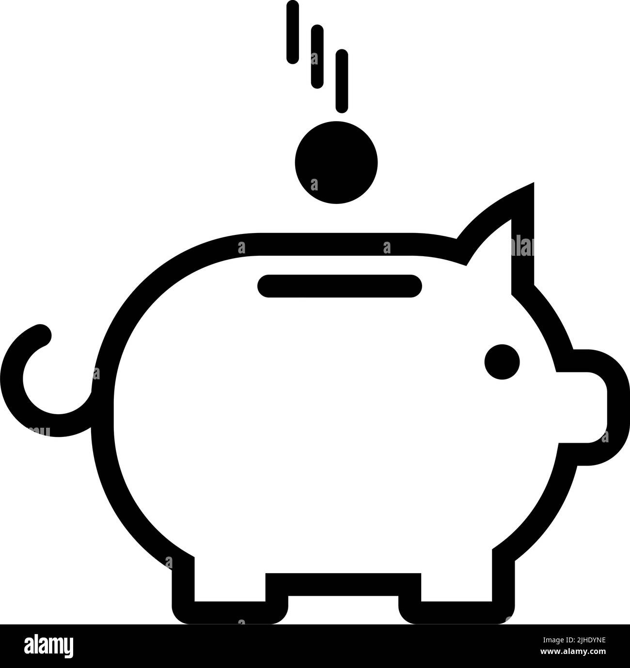 Mettre de l'argent dans une banque de porc. Vecteur modifiable. Illustration de Vecteur