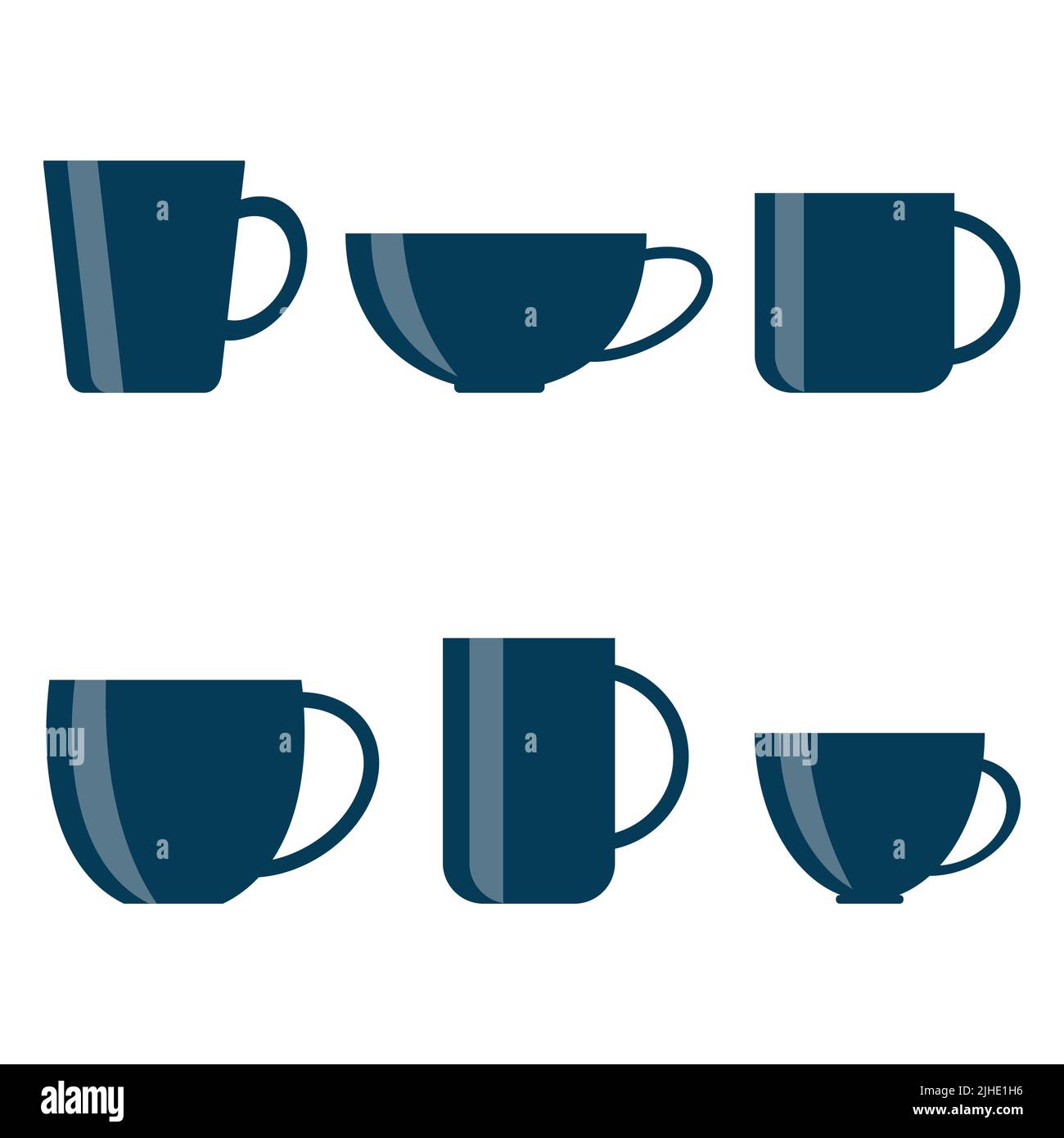 Icône de l'ensemble de tasses à thé et à café isolée sur fond blanc. Illustration vectorielle Illustration de Vecteur