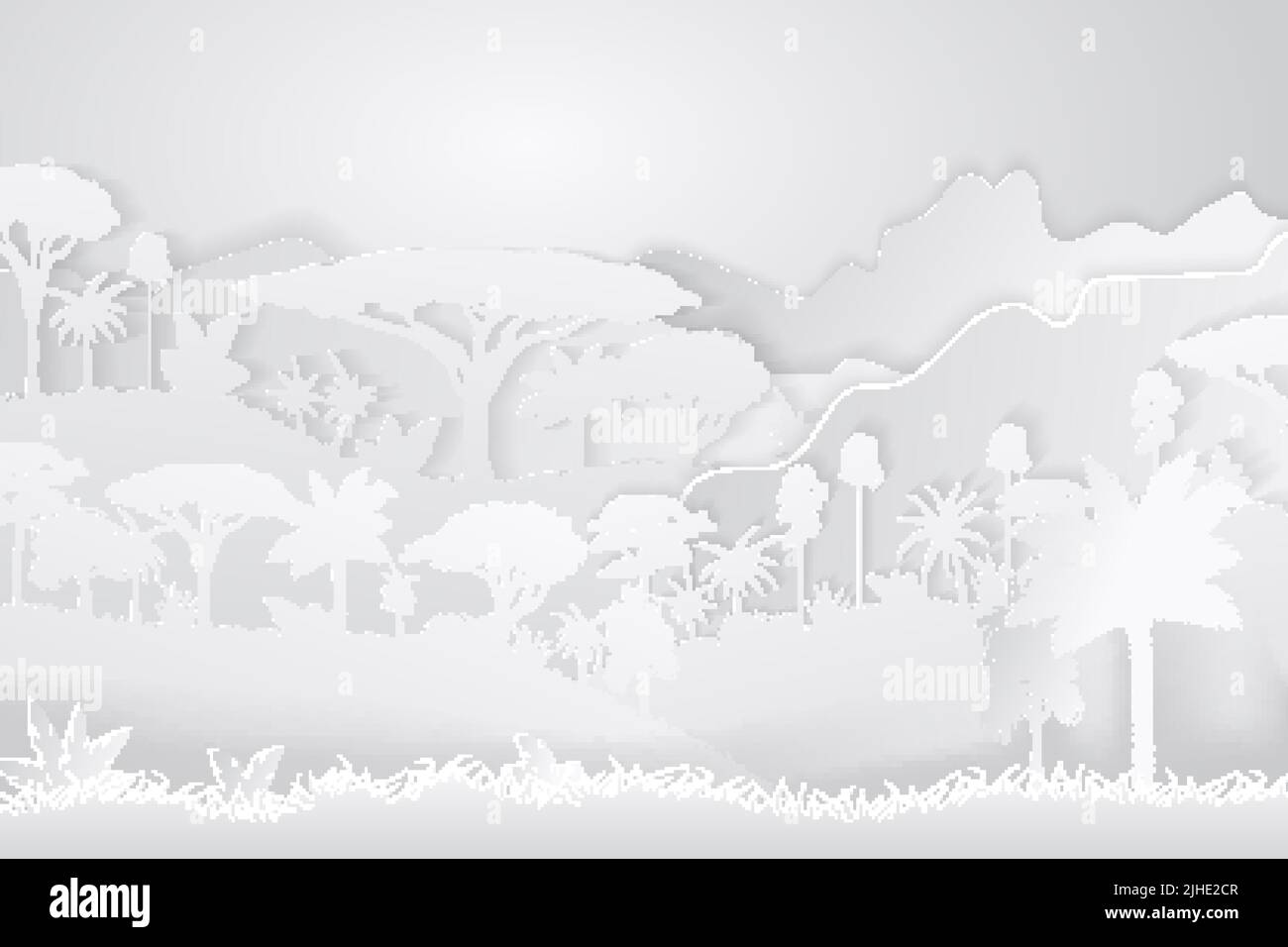 Le monde de la découpe du papier. Concept de forêt tropicale Jungle. Illustration vectorielle Illustration de Vecteur Le monde de la découpe du papier. Concept de forêt tropicale Jungle. Illustration vectorielle Illustration de Vecteur