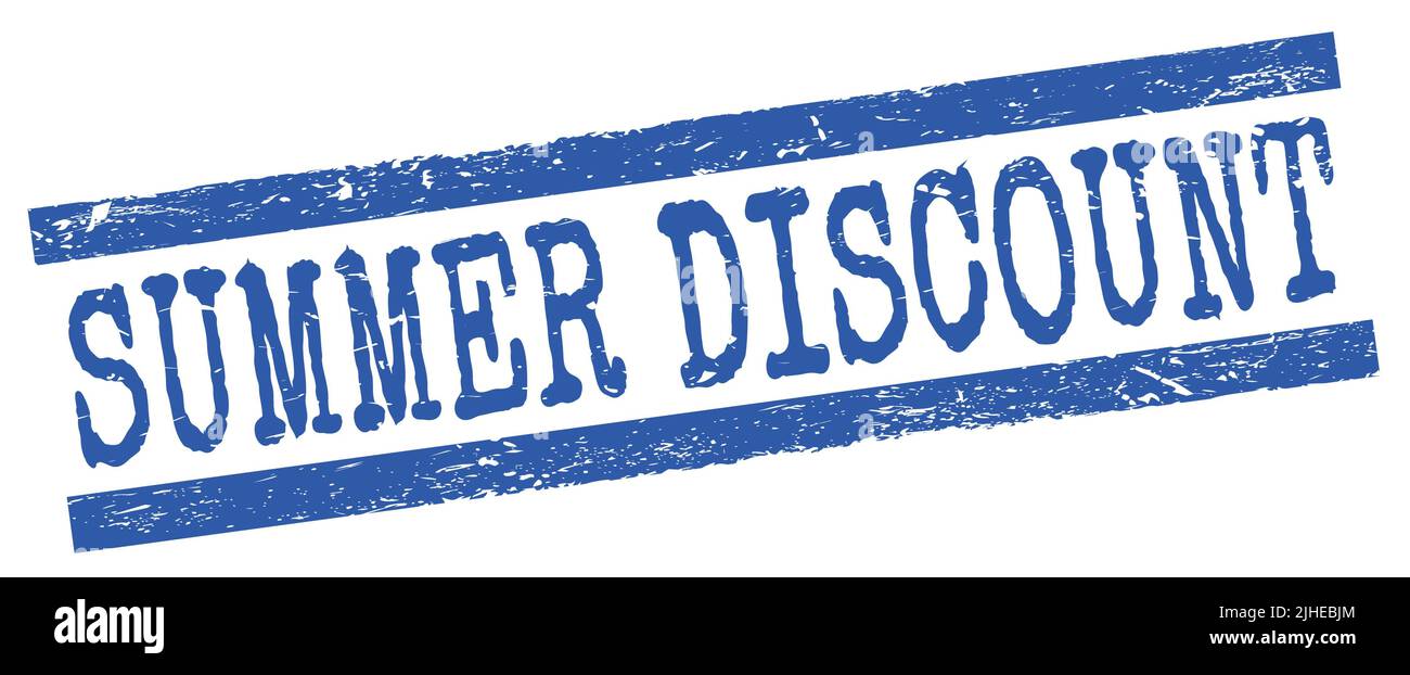 TEXTE DE LA REMISE D'ÉTÉ inscrit sur le timbre bleu des lignes de grungy. Banque D'Images