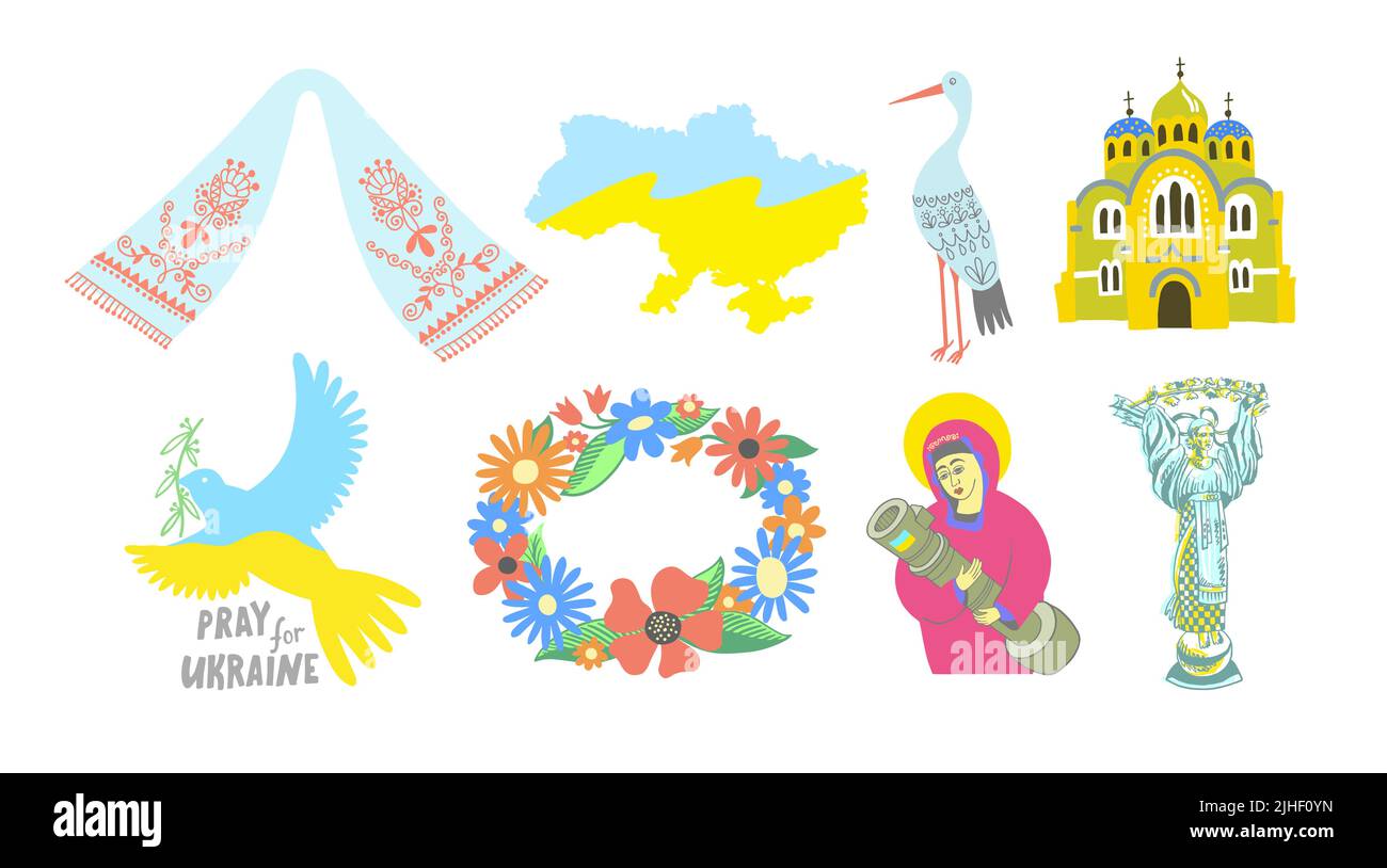 Ensemble de symboles nationaux ukrainiens, illustration vectorielle Illustration de Vecteur