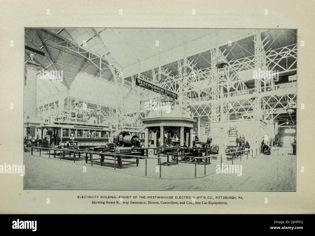 Exposition sur le bâtiment électrique de Westinghouse Electric $ MFG Co. Pittsburgh, PA exposition colombienne du monde Chicago 1893 de Factory and Industrial Management Magazine Volume 6 1891 Éditeur New York [etc.] McGraw-Hill [etc.] Banque D'Images