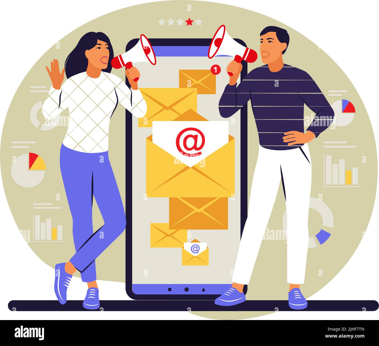 Concept de campagne par e-mail. Abonnement. Les utilisateurs utilisent ...