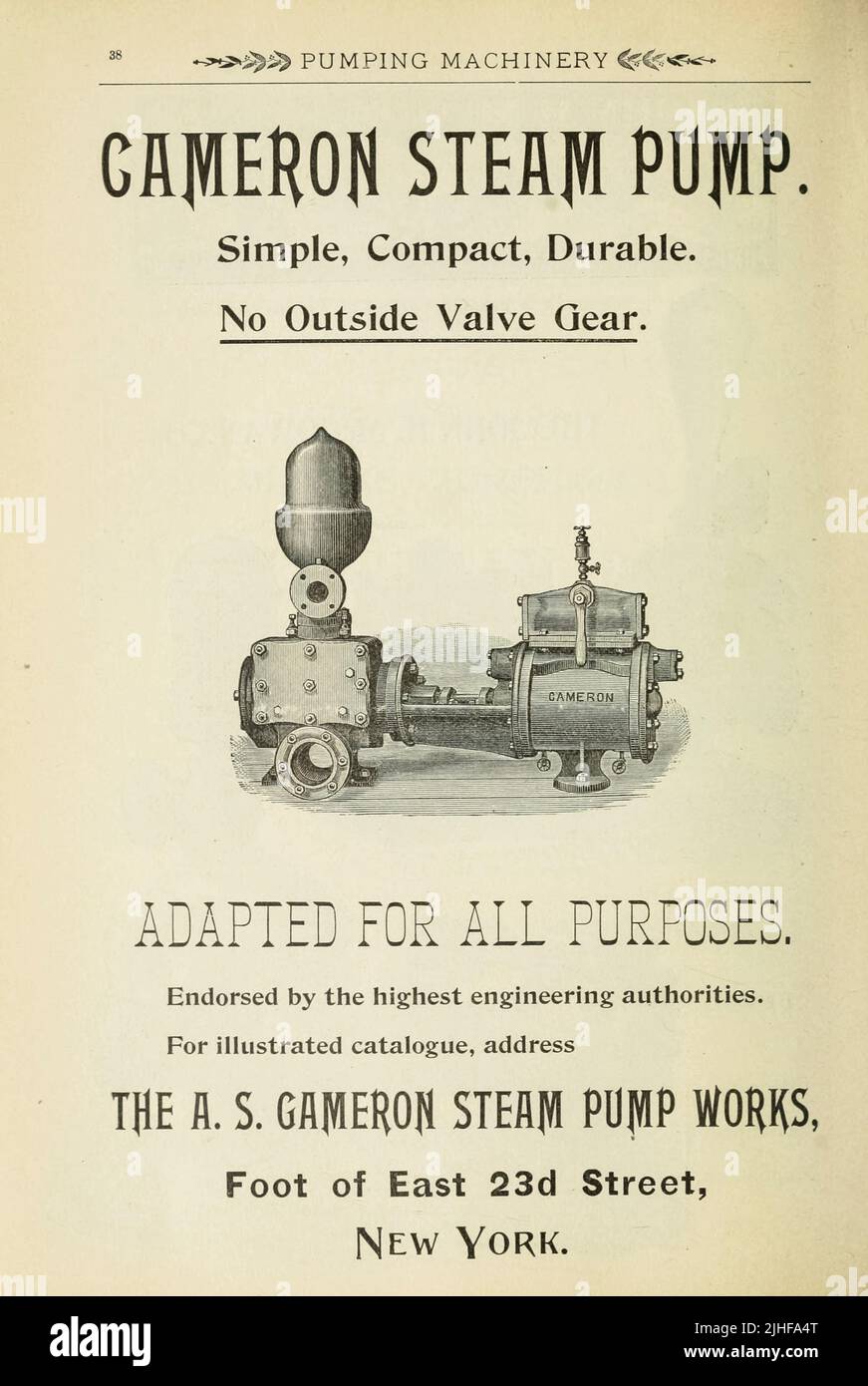 Cameron Steam Pump de la publicité dans ' Factory and Industrial Management Magazine ' Volume 6 1891 Publisher New York [etc.] McGraw-Hill [etc.] Banque D'Images