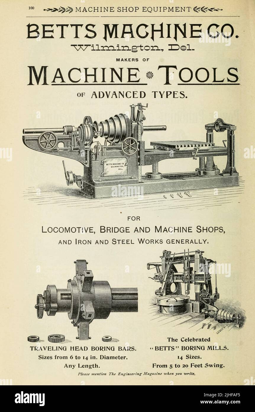 Machine Shop équipement machine Outils de type avance de la publicité dans ' Factory and Industrial management Magazine ' Volume 6 1891 Publisher New York [etc.] McGraw-Hill [etc.] Banque D'Images