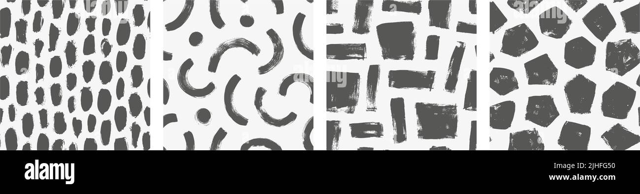 Imprimés géométriques noirs dessinés à la main Illustration de Vecteur