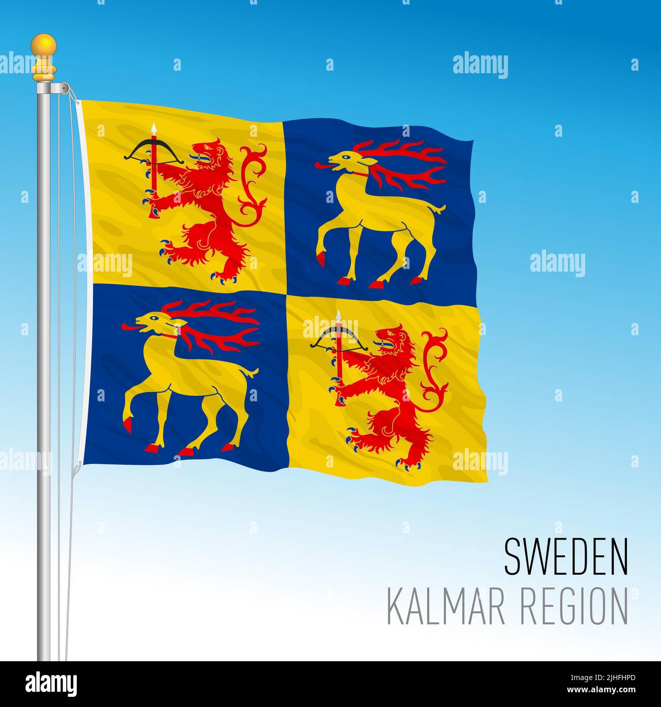 Drapeau régional du comté de Kalmar, Royaume de Suède, illustration vectorielle Illustration de Vecteur