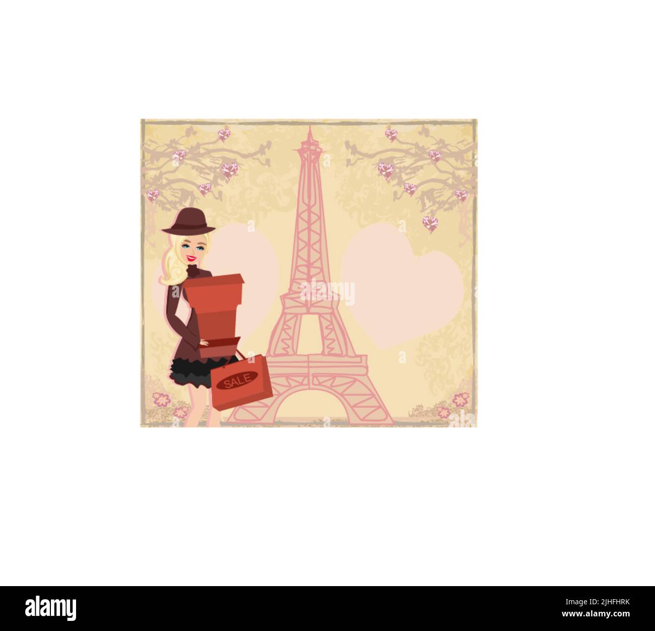 Belles femmes élégantes Shopping à Paris Illustration de Vecteur