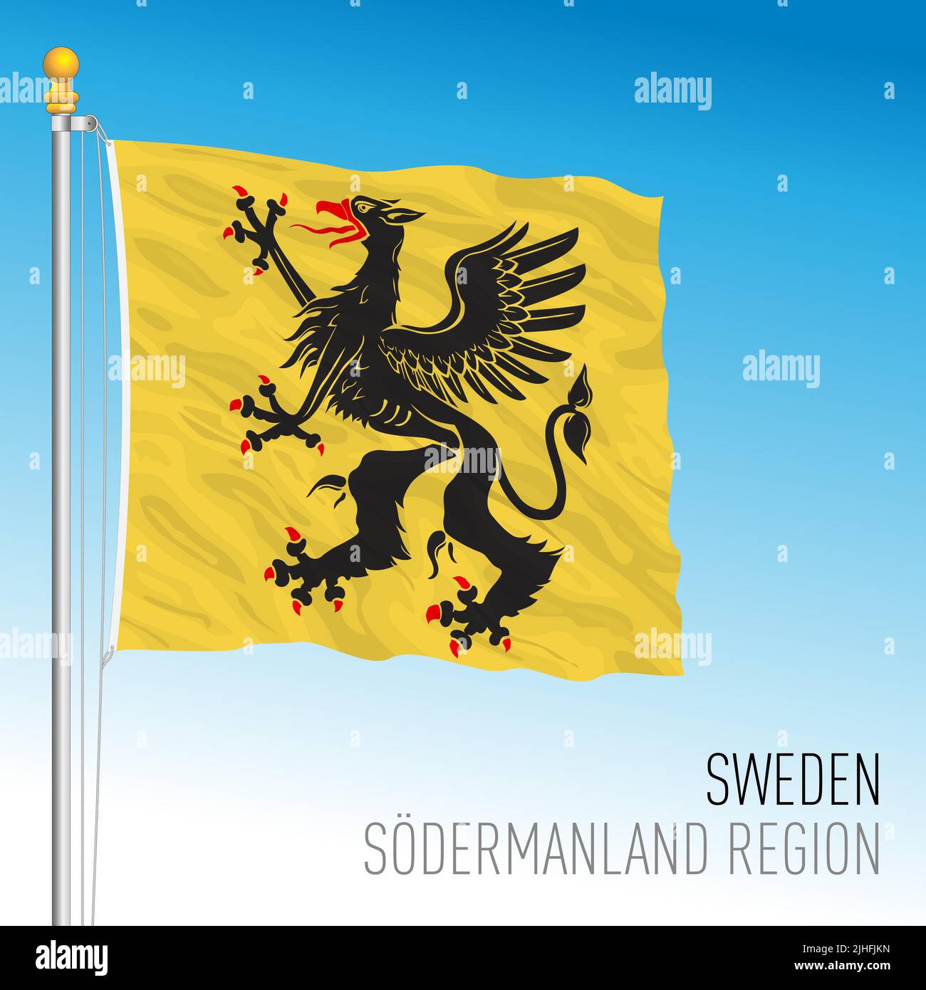 Drapeau régional du comté de Sodermanland, Royaume de Suède, illustration vectorielle Illustration de Vecteur