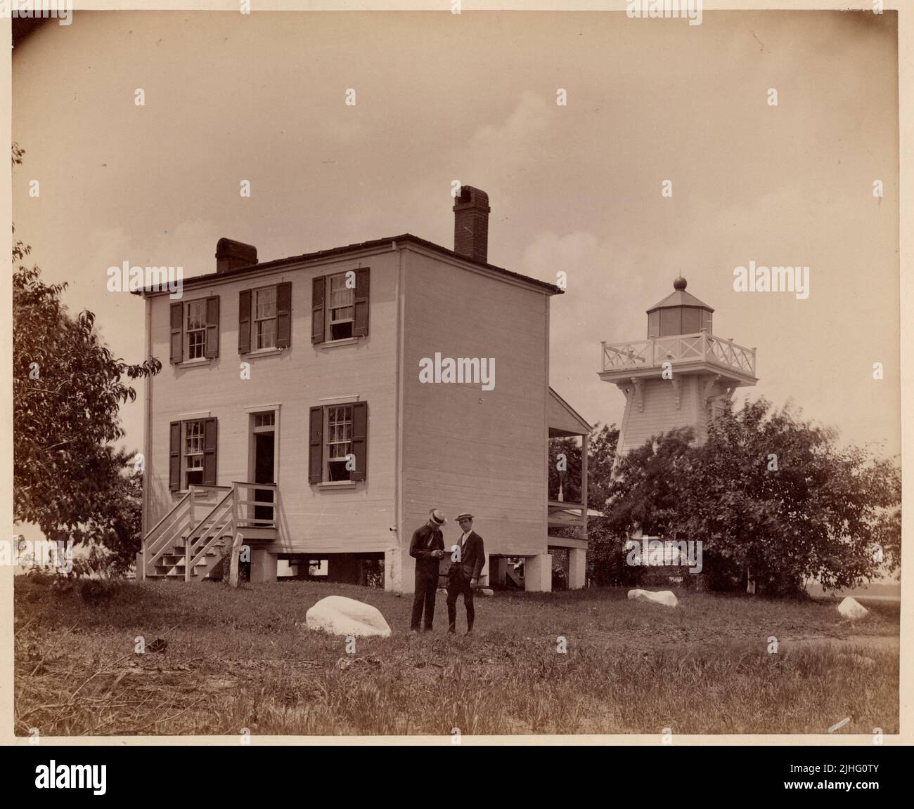 Virginia - Jordan point. Jordans point Light Station, James River, Virginie. Vue arrière, photographiée par le major Jared A. Smith, 13 août 1885. Banque D'Images