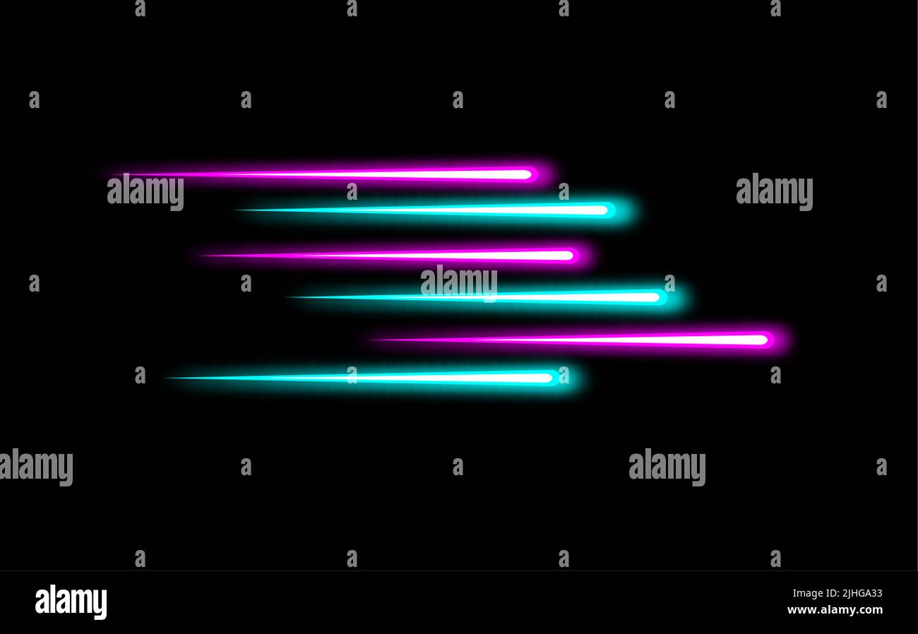 Lignes dynamiques effet néon, Sci-Fi futuriste Abstract dégradé bleu violet rose néon forme de tubes luminescents. Modèle de logo. Vecteur Illustration de Vecteur