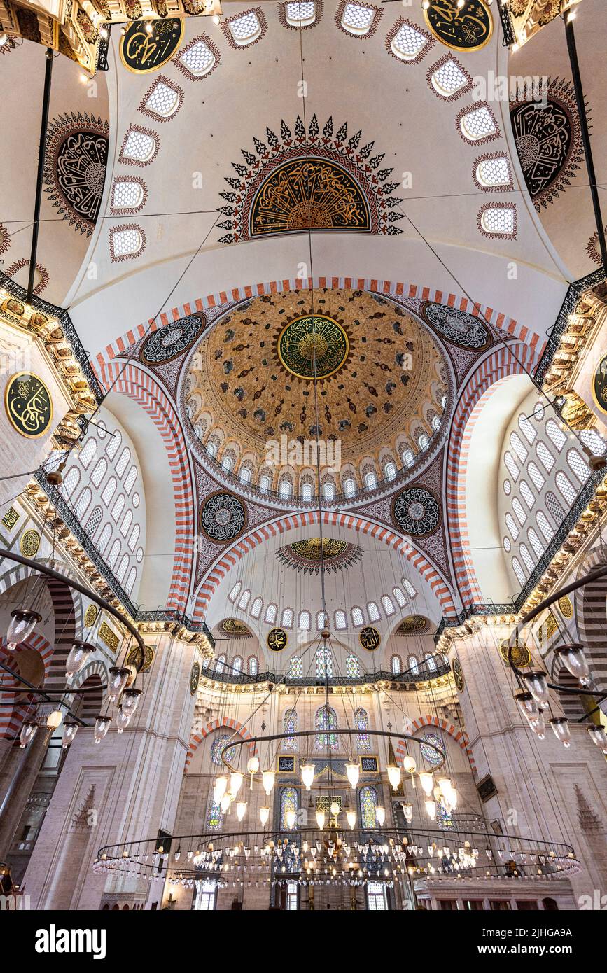 intérieur de la mosquée suleymaniye à istanbul turquie Banque D'Images