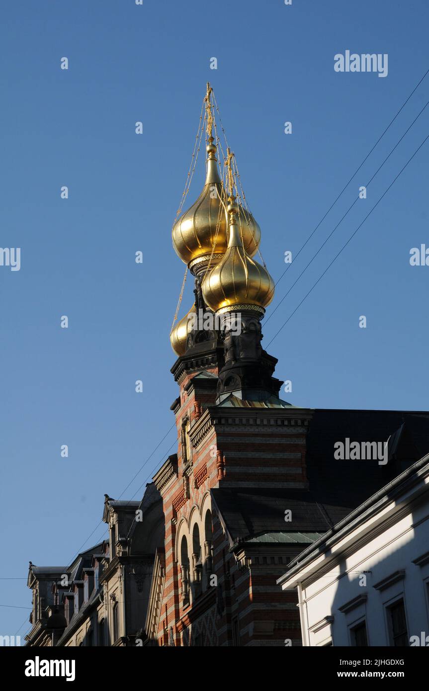 Copenhague/Danemark 30..Mars.2018  .Eglise russe Prthodex Aleksnder Nevskij sur le magasin kongensgade dans le capitak danois. (Photo.Francis Joseph Dean / Deanimages. Banque D'Images