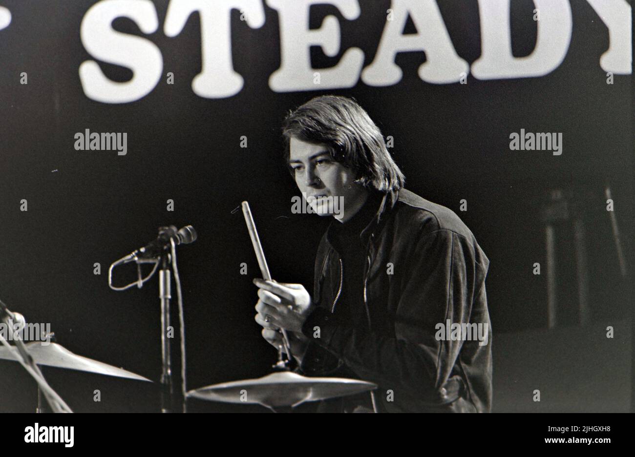 J'AIME LE GROUPE américain/canadien sur prêt, stable, allez ! En 1967 avec le batteur Joe Butler. Photo : Tony Gale Banque D'Images