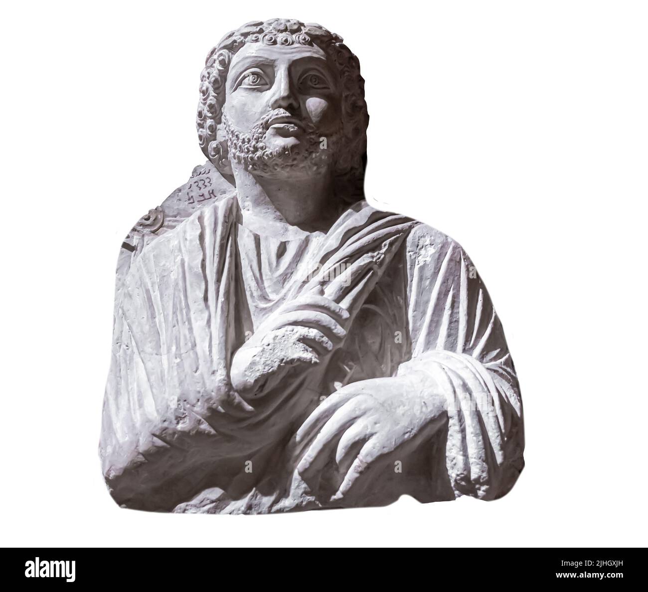 Palmyrene le buste de secours funéraire d'un homme - Palmyra - milieu du 2nd siècle, 155 A.D. - calcaire Banque D'Images
