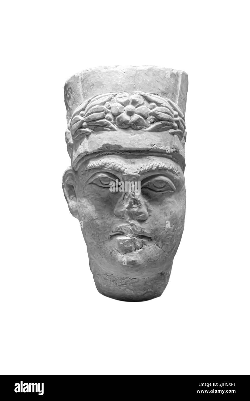 Chef d'une femme - fragment de soulagement funéraire - calcaire - Palmyra, Syrie, 2nd - 3rd siècle Banque D'Images