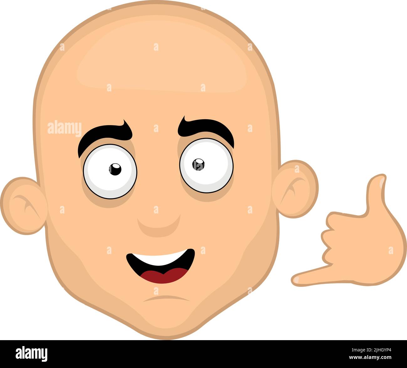 Illustration vectorielle du visage d'un homme de bande dessinée avec un geste avec sa main de m'appeler par téléphone ou de secouer Illustration de Vecteur