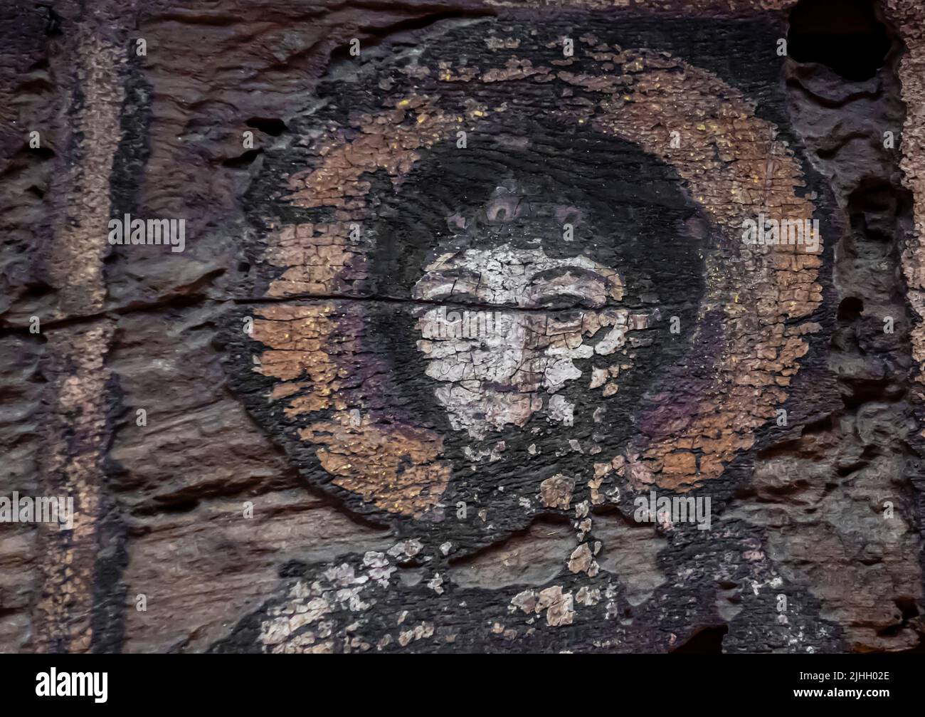 Buste portrait d'un guerrier Saint - bois, encaustic - Egypte - 6th siècle - 7th siècle après J.-C. Banque D'Images