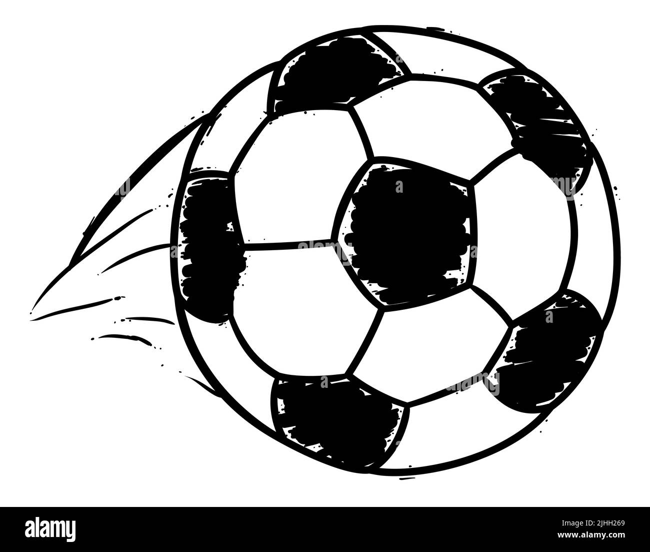 Créez des contours et des coups de pinceau de ballon de football qui vous approchent à grande vitesse. Illustration de Vecteur