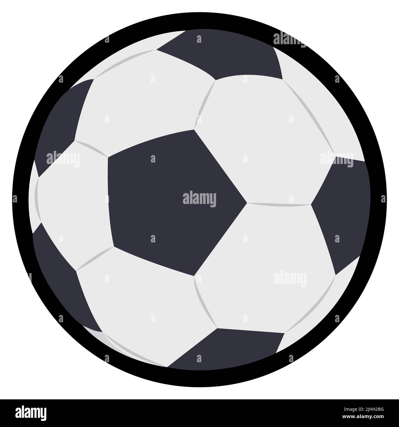 Bouton rond avec cadre audacieux et ballon de football à l'intérieur avec des couleurs plates sur fond blanc. Illustration de Vecteur