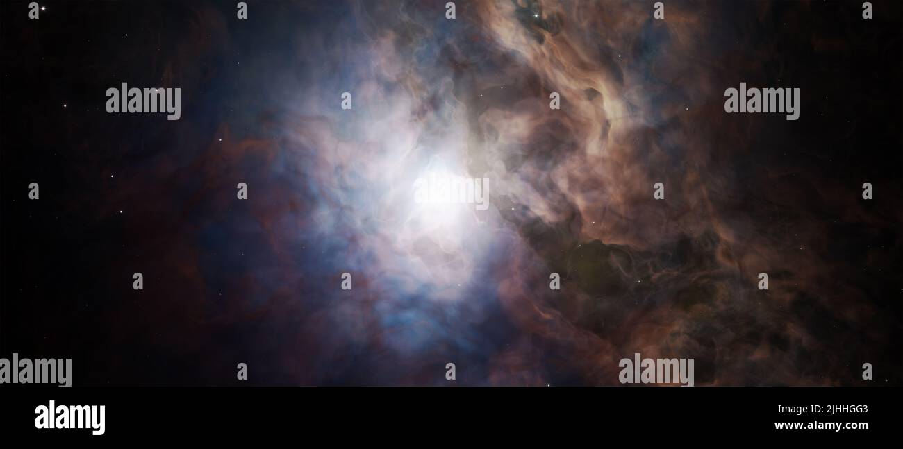 les ondes de nebula se brisent dans la nébuleuse d'émission stellaire. Nuage interstellaire géant dans la constellation de Sagittaire. Image retouchée. Éléments de ceci Banque D'Images