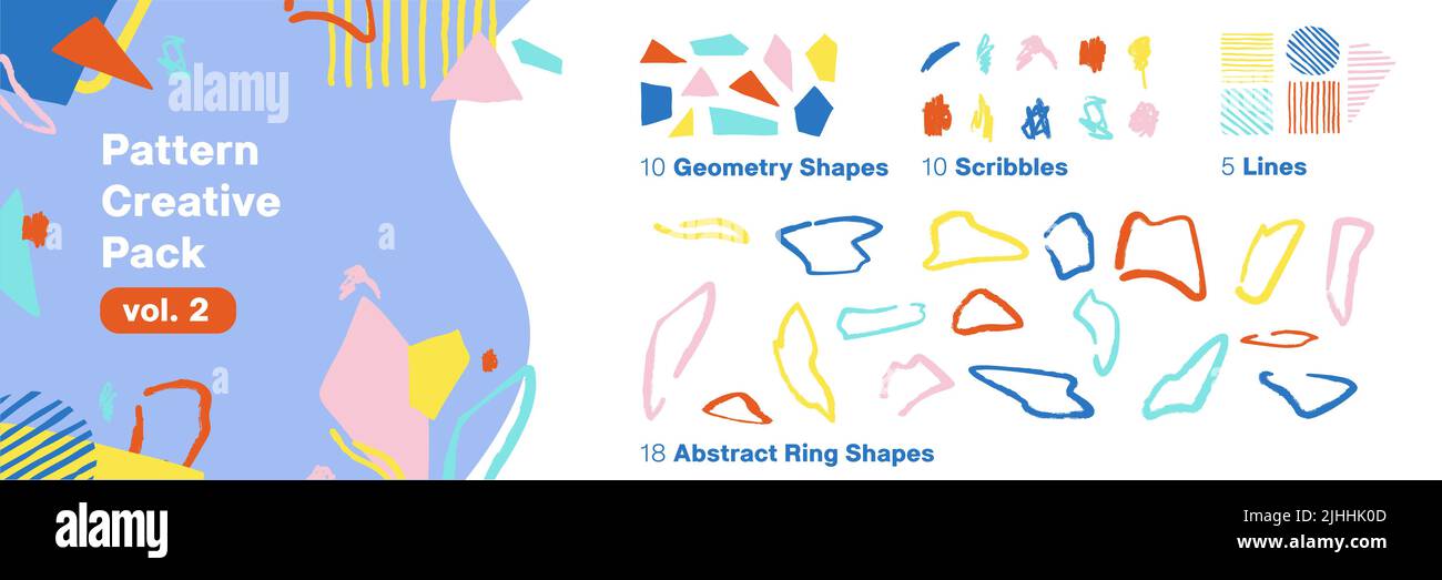 Scribbles à motif abstrait et coloré pour un ensemble de vecteurs d'arrière-plan esthétique Illustration de Vecteur