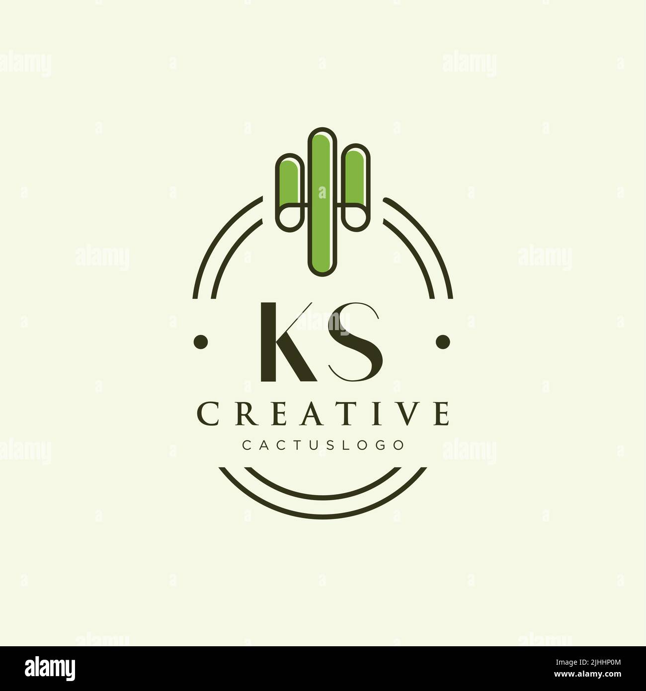 KS lettre initiale vert cactus logo modèle vecteur Illustration de Vecteur