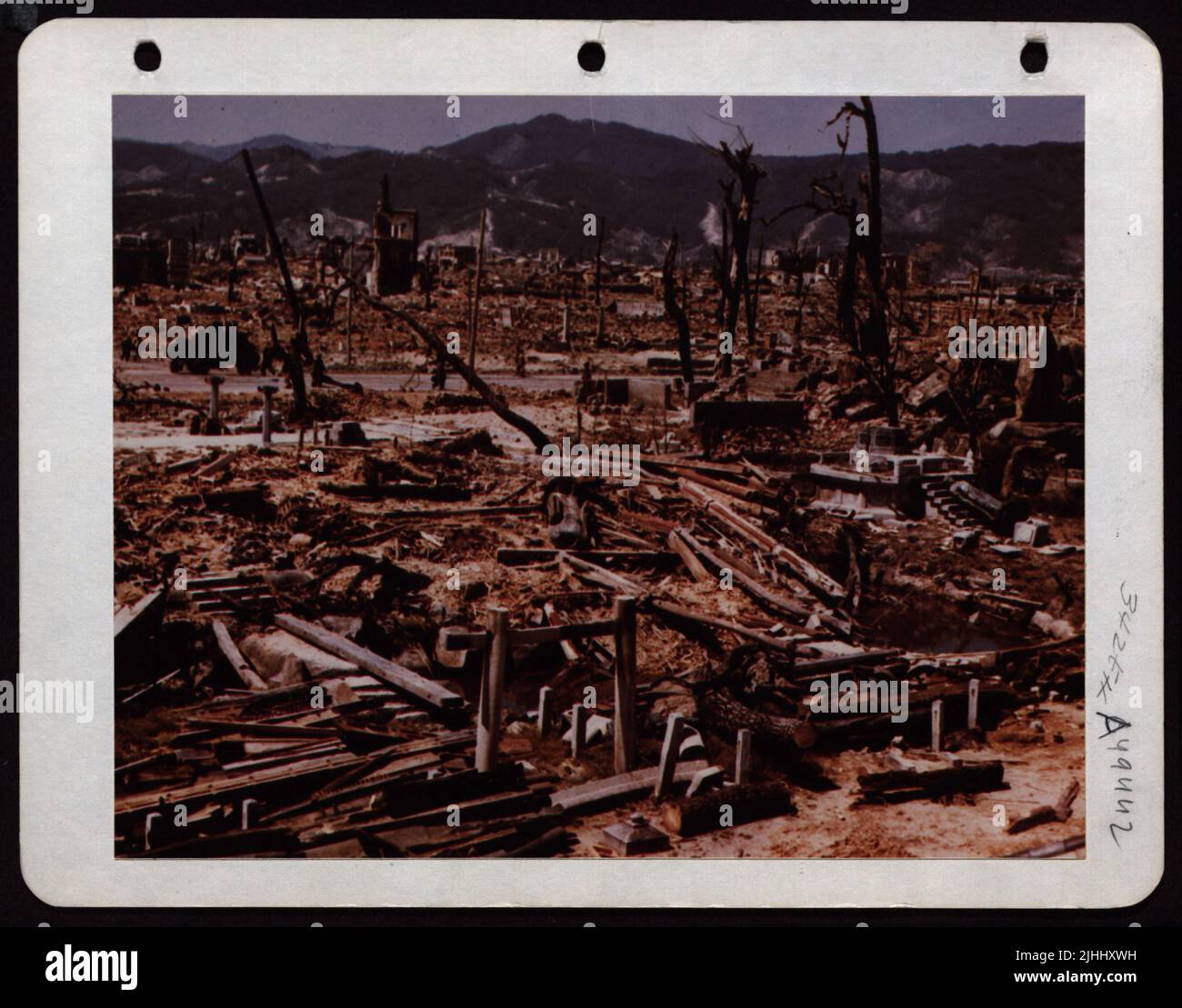 Vue d'Hiroshima, Japon montrant la destruction de la bombe atomique. 1945. Banque D'Images