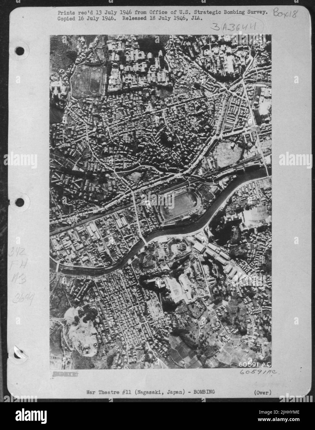 Ground Zero avant le bombardement atomique de Nagasaki, Japon. Banque D'Images