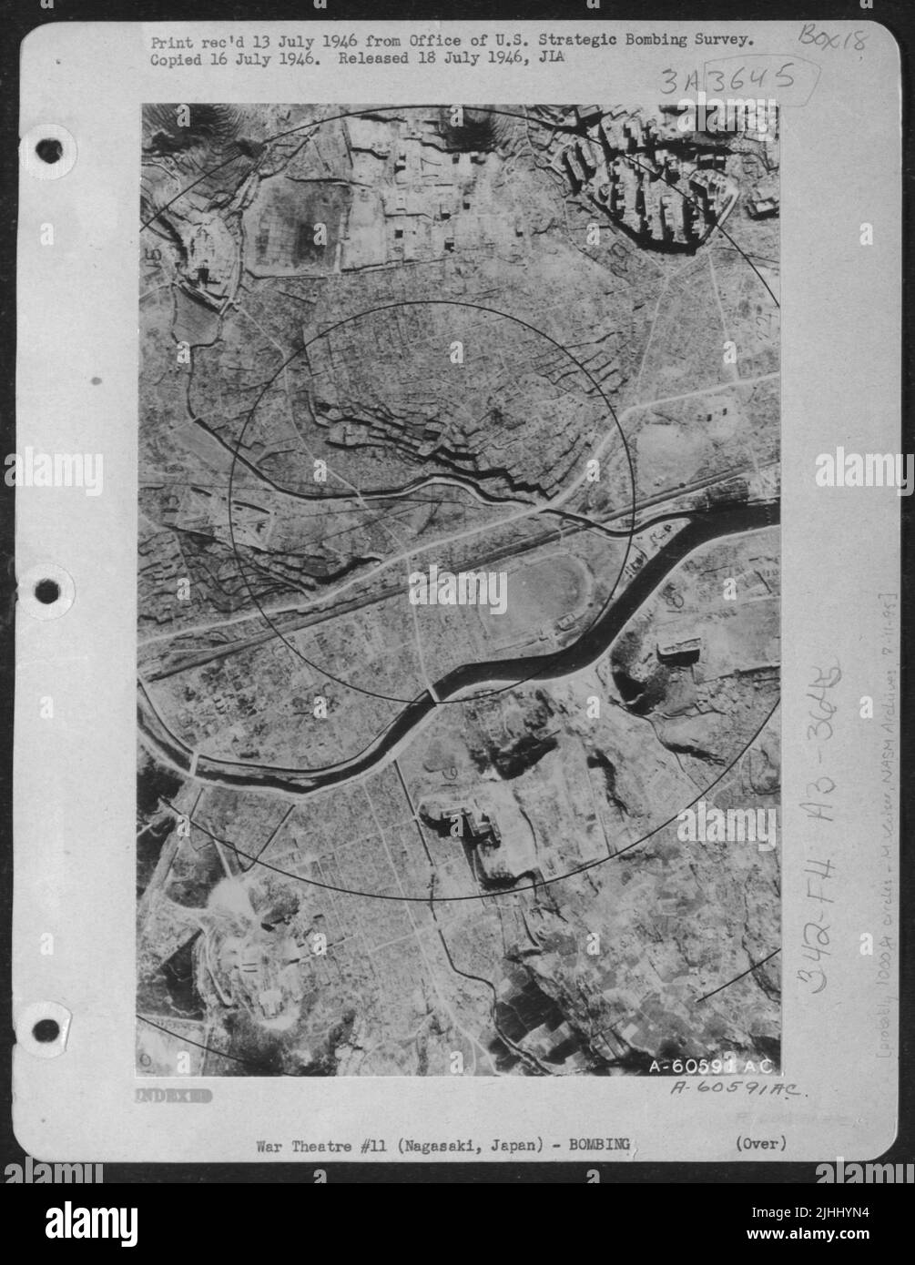 Ground Zero avant le bombardement atomique de Nagasaki, Japon. Banque D'Images