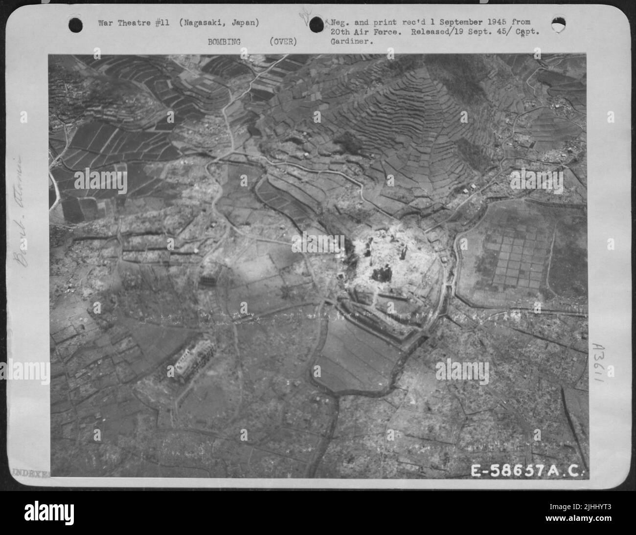 Dégâts à la bombe atomique à Nagasaki, Japon. Banque D'Images