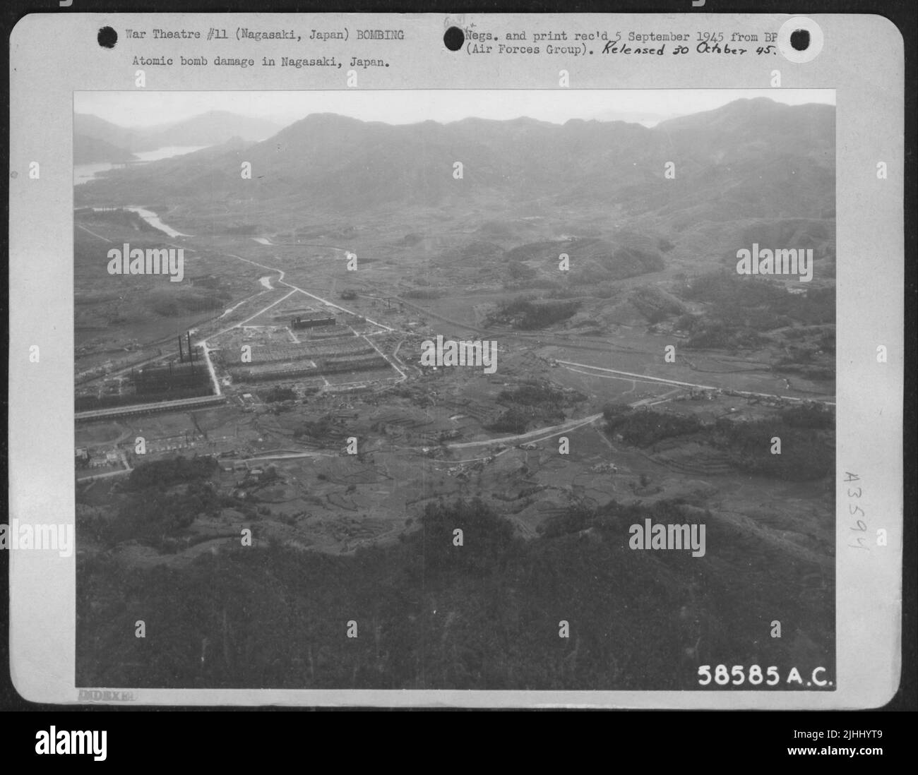 Dégâts à la bombe atomique à Nagasaki, Japon. Banque D'Images